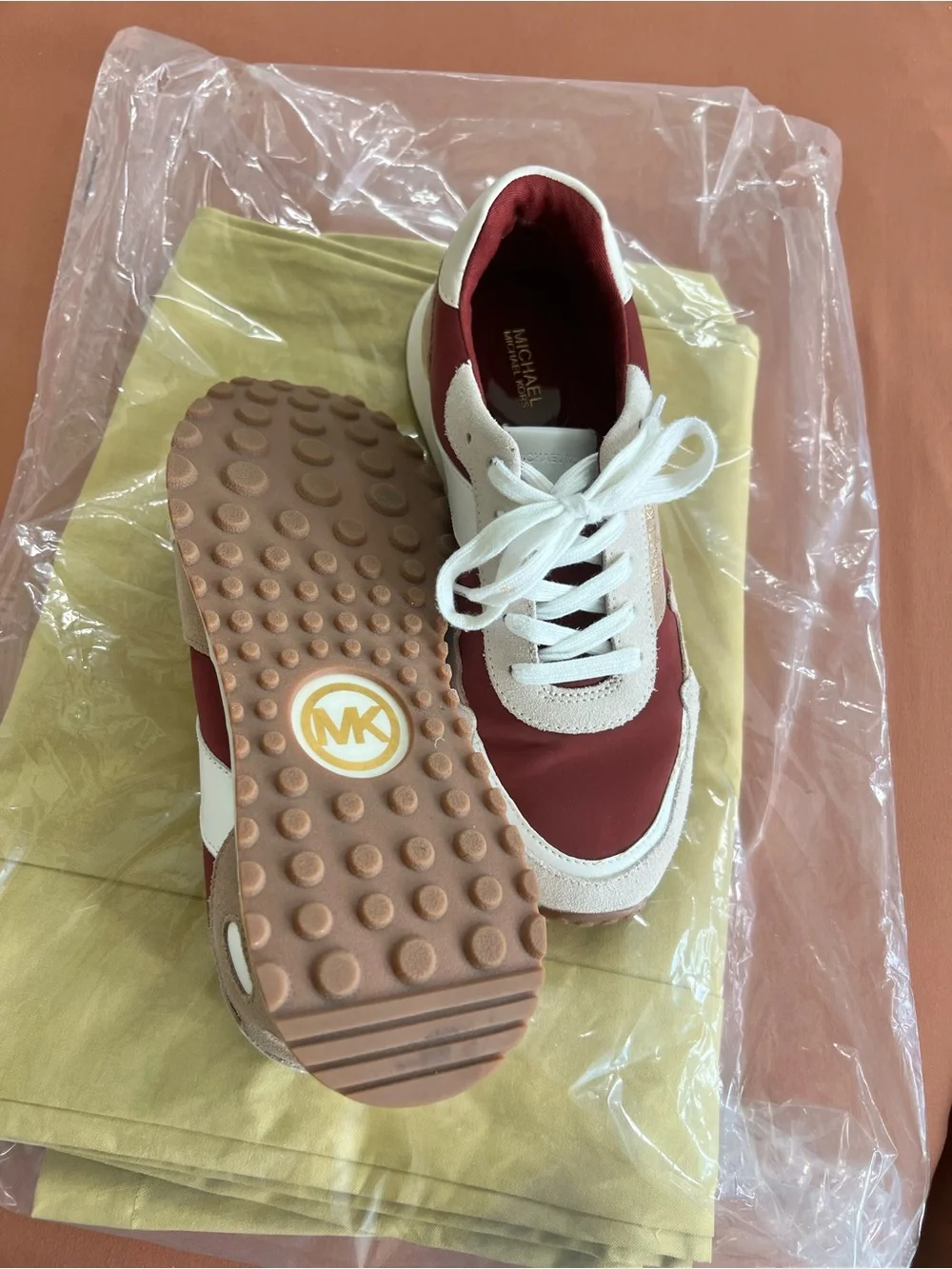 Michael Kors Maroon and White Women's Low-Top Sneakers